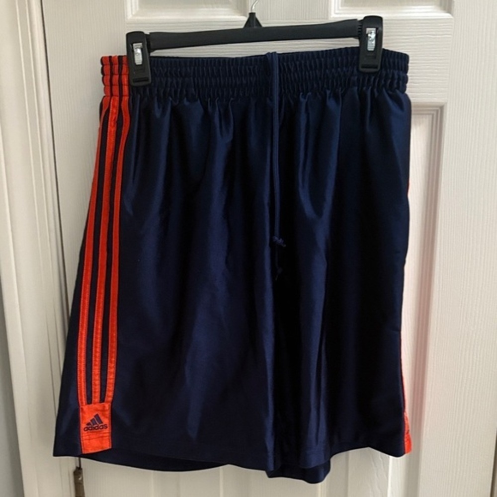 Adidas Dark Blue Shorts with Bright orange Accents men’s size Medium with pocket